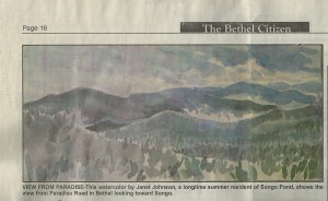 Maine USA newspaper features mountain landscape
