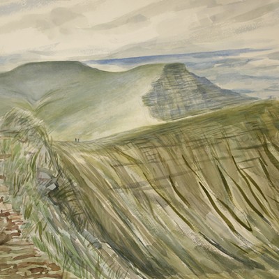 panorama Brecon beacon Pen y fan mountain painting