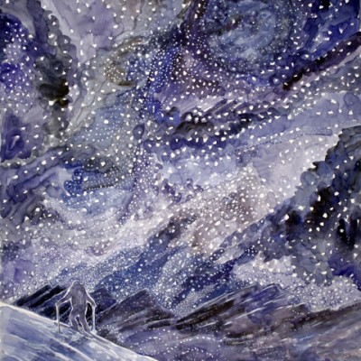 snowstorm stars haute route skiing painting Alps
