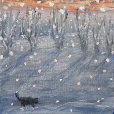 snow and cat painting