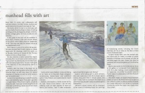 London newspaper article features watercolor painting of Norway