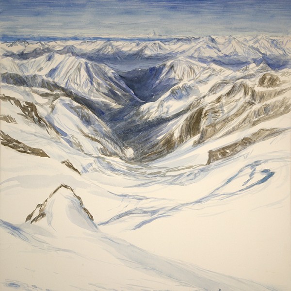 Roccia Nera view to Italy, glacier painting commission