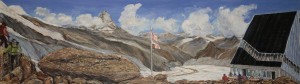 Alps painting monte rosa hut gorner glacier Zermatt