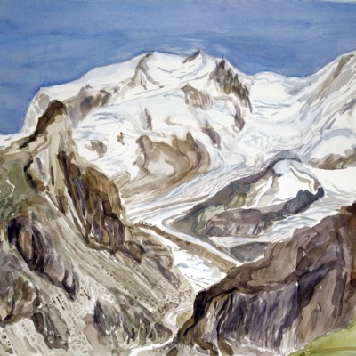 monte rosa from schwarzee Zermatt Switzerland painting Alps