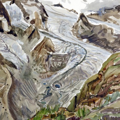 klein matterhorn unter theodul glacier Zermatt Switzerland ski skiing painting Alps