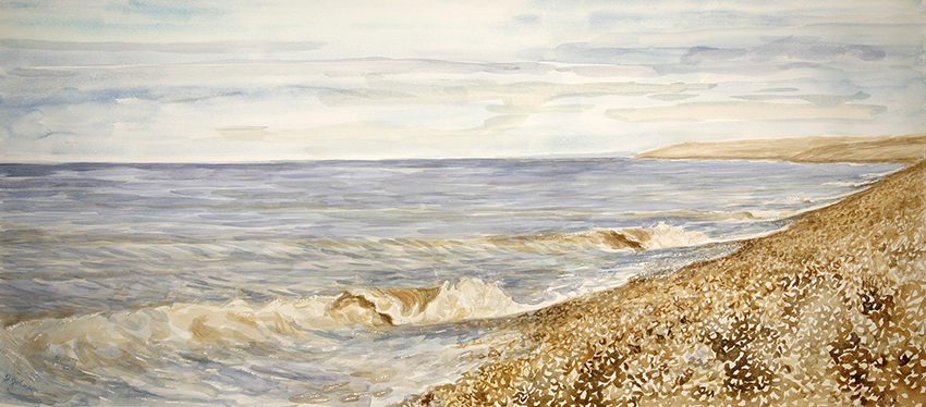 seaside painting sea rip tide shingle beach Lydd on sea 2