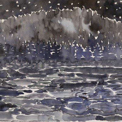 Dark Water and Stars Maine - watercolour on paper 32 x 41 cm £275