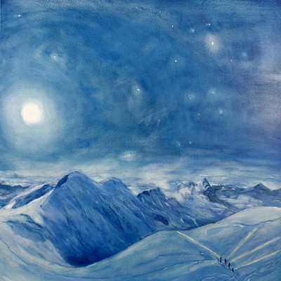 full moon liskamm matterhorn italian haute route spaghetti tour skiing painting alps