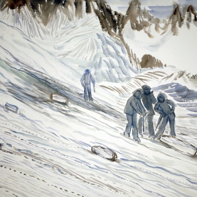 walkers haute route alps painting watercolour