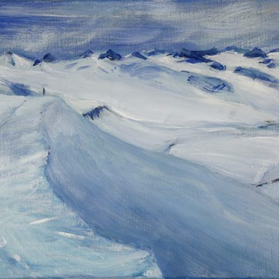 Gtonfjord Svalbard Norway, alpine skiing painting