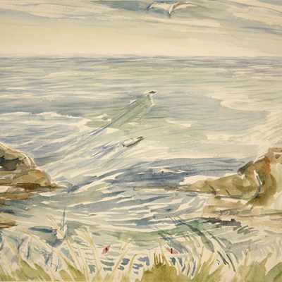 Lulworth cove watercolour painting dorset