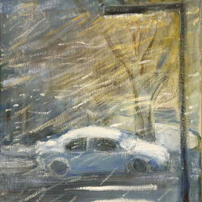blizzard in london winter oil paintings