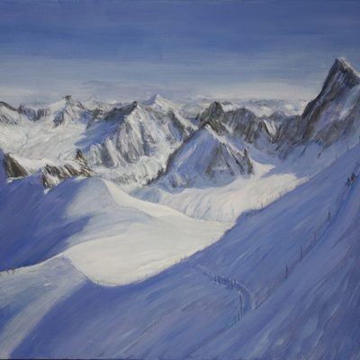 Valle Blanche Chamonix alpine painting ski adventure