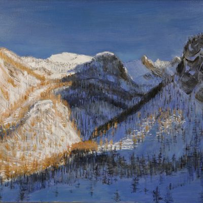 val Maira Viviere mountain ridge hiking painting