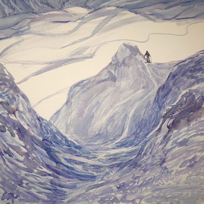 Gully in Pitztal Mittelberg - watercolour on paper 55 x 54 cm  (21.5 x 21 inches) £475