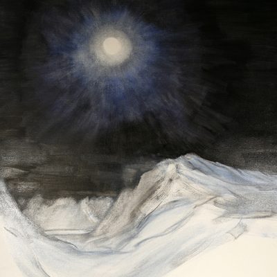 March 2020 In Progress - Moonlight inSvalbard oil on canvas 96 x 86 cm (38 x 34 inches) 