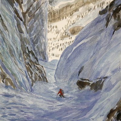 gerwetsch couloir zermatt alps alpine skiing ski painting