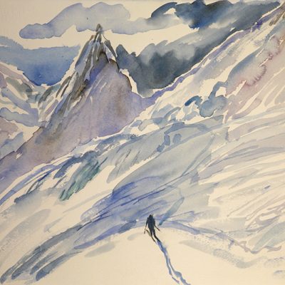 la grave alps hiking and skiing watercolor