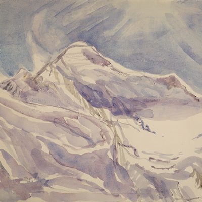 mont blanc summit chamonix watercolour painting