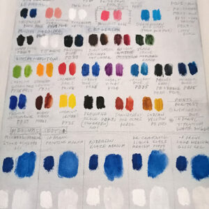 Testing out oil mediums with Le Franc & Bourgeois Titianium White and Winsor & Newton Cobalt Blue oil paints 