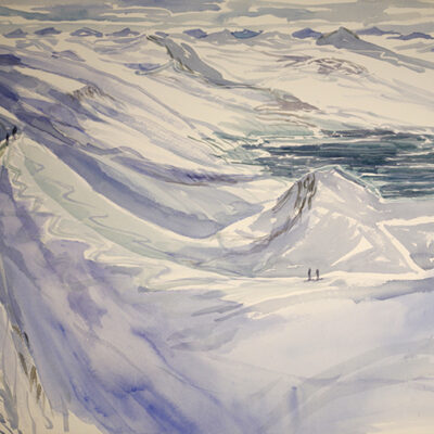 Ski Tour, Gronfjord Spitsbergen Svalbard, watercolour