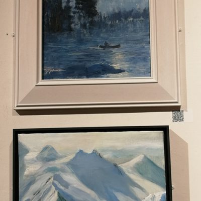 ING Discerning Eye exhibtion 2021 my 2 works on Peter Brown selection wall
