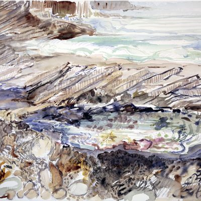 gower Wales rock pools watercolour