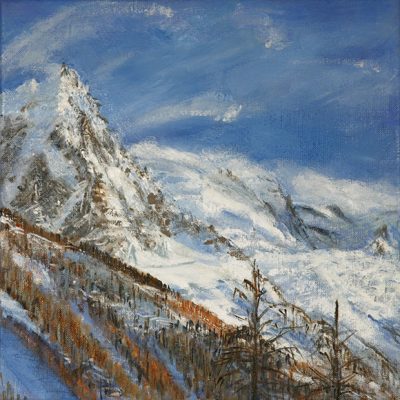 aiguille du midi france glaciers alpine view oil paintings skiing