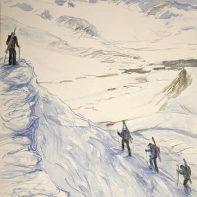 svalabrd spitsbergen ski tour watercolour alpine arctic painting