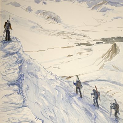 svalabrd spitsbergen ski tour watercolour alpine painting