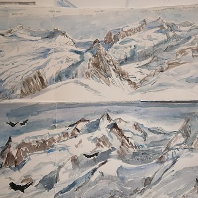 Watercolours painted in Zermatt in January 2022