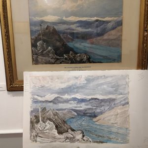 Working from George Barnard of the Aletsch Glacier in Switzerland from 1860,  watercolour at Glaciers exhibit at Alpine Club in London