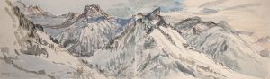 berner oberland watercolour alpine alps skiing