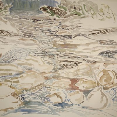 Maine River bed - watercolour on D ' Arches paper 55 x 75 cm 