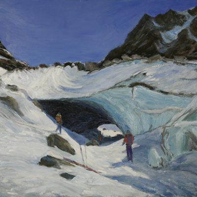 ice cave mont collon arolla alpine oil painting