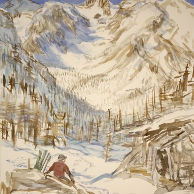 Bric Boscasso skiing adventure landscape painting