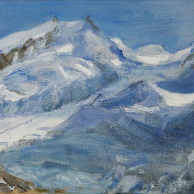 Monte Rosa of glacial mountains and snow