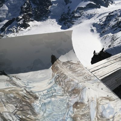 Klein Matterhorn from Gandegg Hut - March 25, 2022 - watercolour sketch in freezing temperatures 