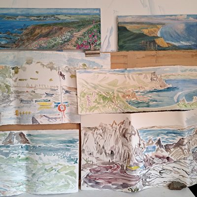 Sketches for South West Coast Path in summer 2023