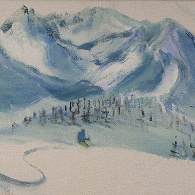 italy skiing paintings val maira piedmont