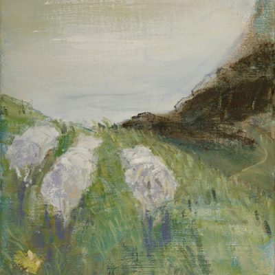 sheep in Dorset field oil painting
