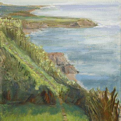 South West Coast path devon oil painting sea