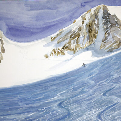 hiking in swiss alps watercolor plein air Disentis