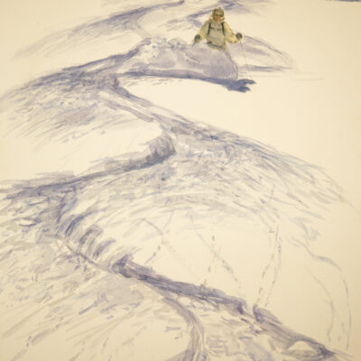 slopes at Schwarztor, Italy and Switzerland, watercolor sketch