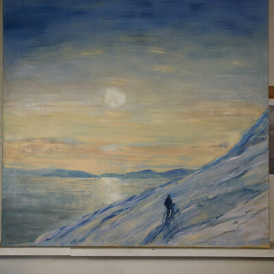 Norway Nocturne Painting In Progress, London Studio