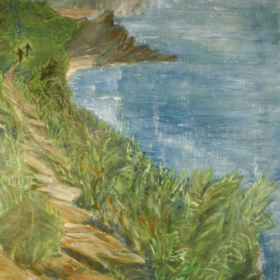 Oil Paint Plein Air Painting of Ocean Path