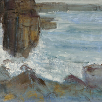 sea hitting coastal rocks in pembrokeshire wales