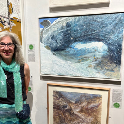 Climate Emergence award at NEAC annual exhibition Mall Galleries my glacier oil painting