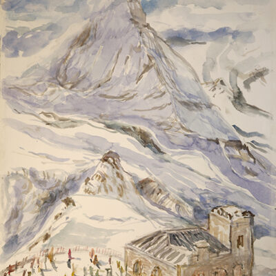 Plein air watercolour painting of Matterhorn from Gornergrat