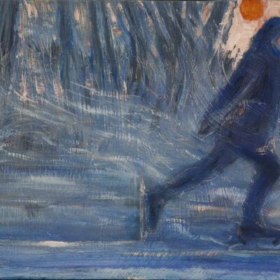 skatin at night oil painting